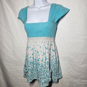 Vintage y2k abercrombie blue coquette babydoll top